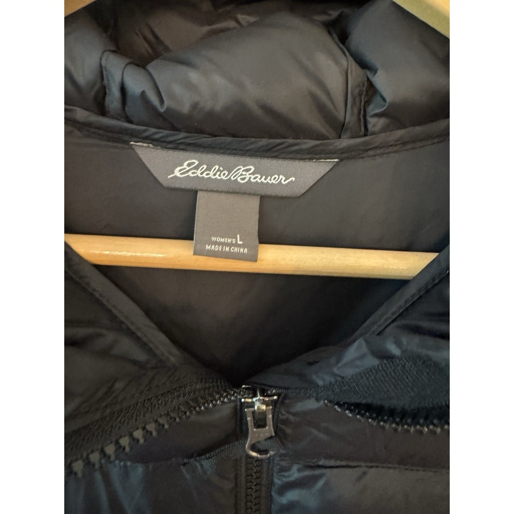 Eddie Bauer Luna Peak Down 550 Fill Parka Womens Large Black Hooded Puffer Coat - Picture 2 of 15